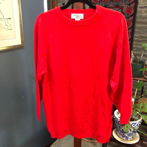 80s Vintage Richards & Jones Red Lambswool Pullover Sweater size M - Picture 2 of 7